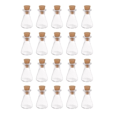 20pcs Mini Glass Bottles with Cork Flask Shape Wishing Bottle