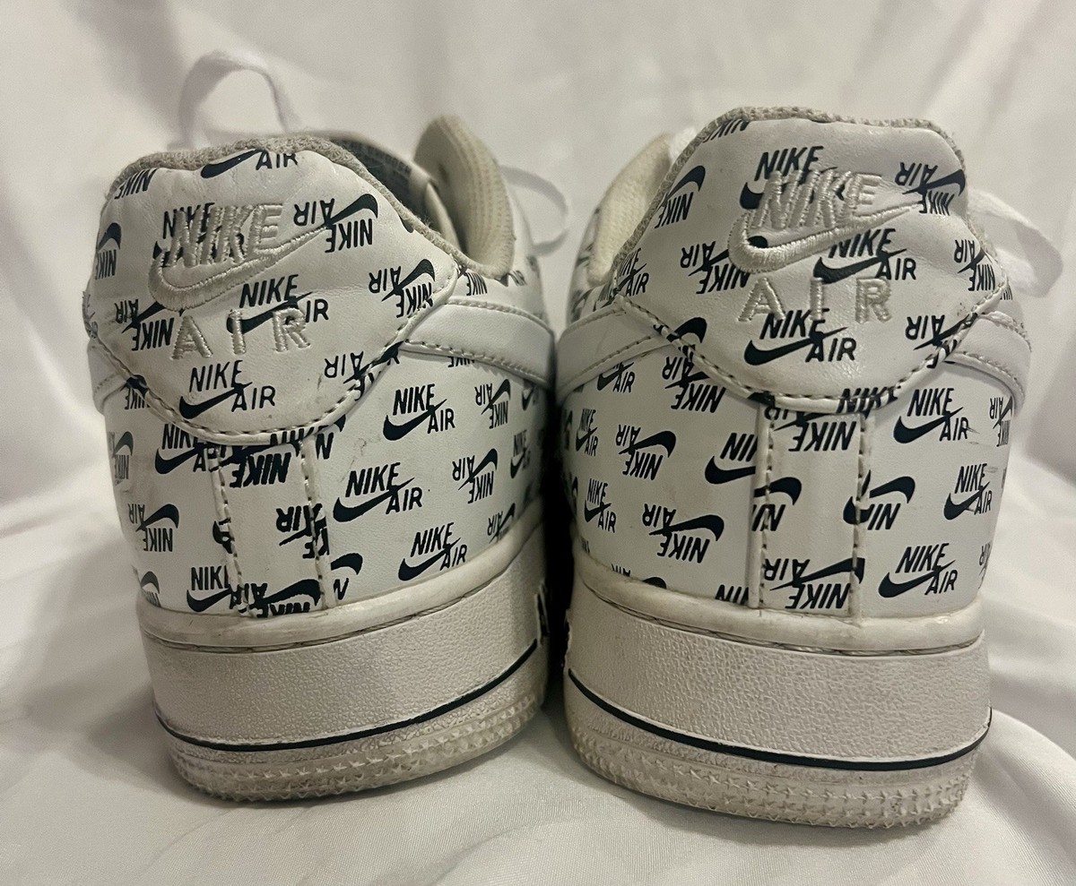 Size 9 - Nike Air Force 1 07 QS Low All Over Logo White for sale