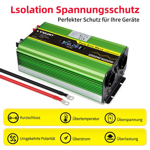 2000W Pure Sine Wave Inverter 12V/24V 230V 4000W Peak LCD Remote Control - Picture 16 of 24