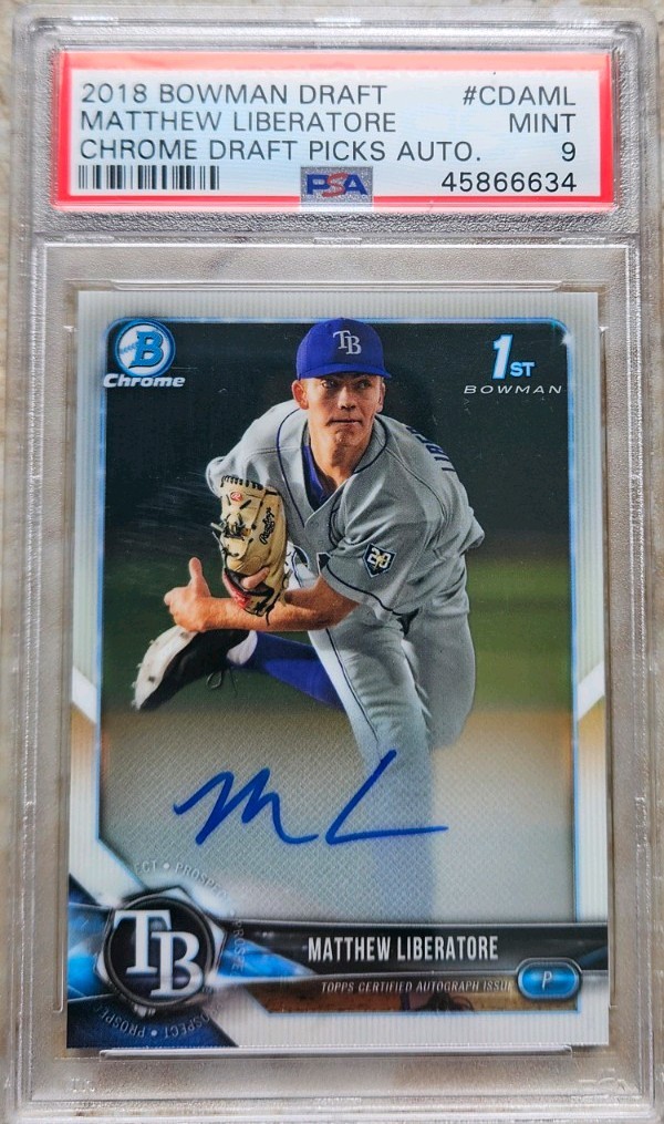 2018 Bowman Draft Matthew Liberatore Chrome Draft Picks Auto Mint 9