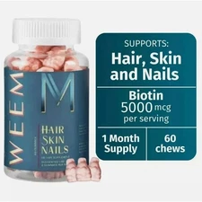 WEEM Hair Skin and Nails Gummies - Supports Healthy Hair - Vegan biotin Vitamins