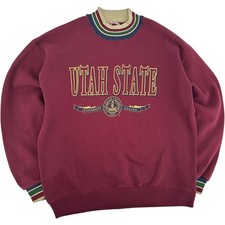 Vintage 90s Men's Maroon Utah State University Aggies Crewneck Sweatshirt Sz M