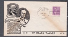 ZACHARY TAYLOR PREXY #817 US FIRST DAY COVER 1938, ANDERSON CACHET FDC