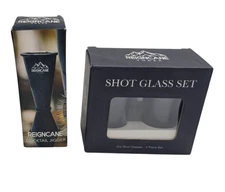 Lot Reigncane Vodka 2x 2oz Shot Glasses & 1 Cocktail Jigger Set