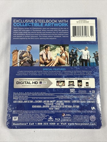 Sealed New “Thunderball” STEELBOOK Best Buy Blu-Ray/Digital HD James Bond 007 - Picture 2 of 2