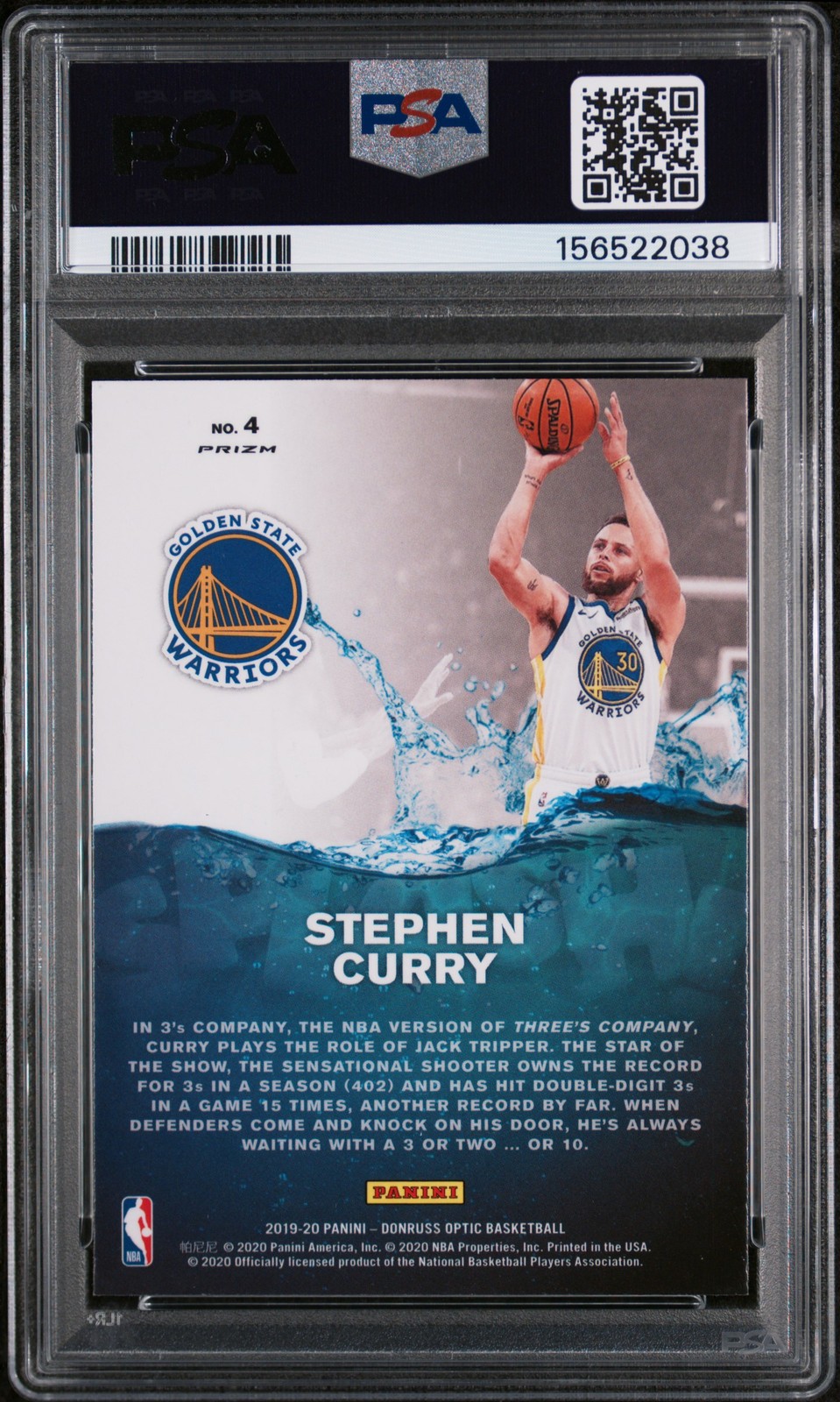 2019 PANINI DONRUSS OPTIC SPLASH! PURPLE #4 STEPHEN CURRY PSA 8 view 2