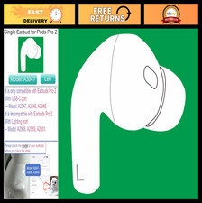 Single Left Earbud Replacement for AirPods Pro 2nd Gen A3047 A3048 A3049 - Genui