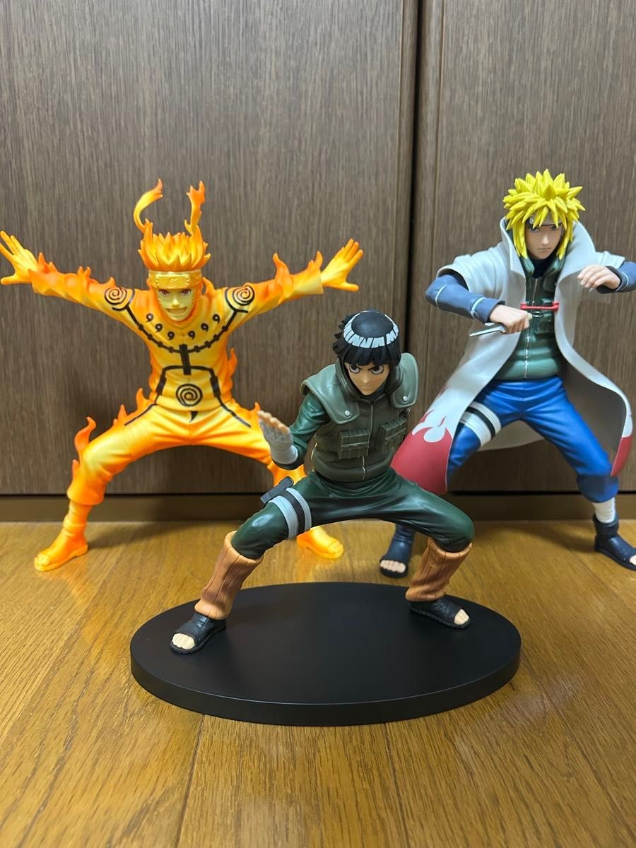 Juego de 3 figuras de Naruto Kurama Link Mode Rock Lee Minato Namikaze juguete de anime
