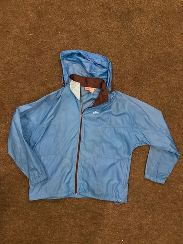 Vintage Nike Blue and Brown Windbreaker Jacket with Hood