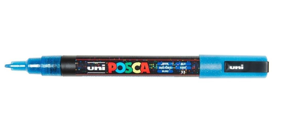 Uni-ball 186588 - POSCA marker met fijne ronde punt, glitter donkerblauw