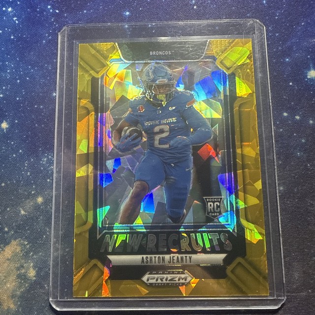 🔥🔥2025 Panini Prizm Draft Picks - New Recruits Ashton Jeanty #9 Gold Ice Prizm