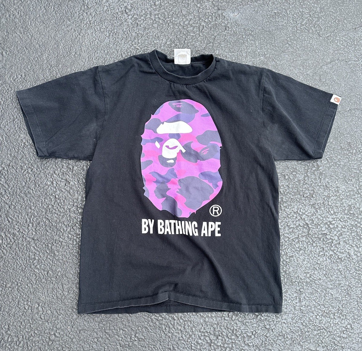 Vintage Bape Purple Camo T-Shirt Single Stitch Sz L Black APE Head