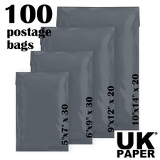100 Shipping Parcel Bags Mixed Sizes Grey Mailing Package Postage Poly Bags Mix