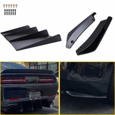 Universal Rear Bumper Diffuser 4 Fins Spoiler Lip Splitter+ 2X Splitter Diffuser