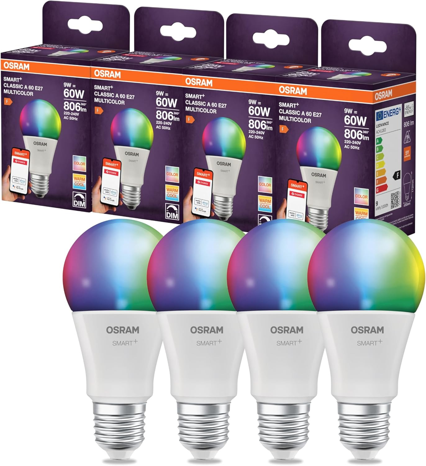 Lampadina Smart E27 Zigbee 3.0 RGBW 9W - Crea Atmosfere Magiche A60