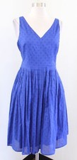 NWT J Crew Blue Textured Polka Dot Waist Fit and Flare Dress Size 8P Pleated