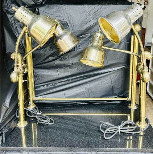 Hanson Brass Commercial Heat Lamps Dual Bulb 20" x 36" Granite Carving Station