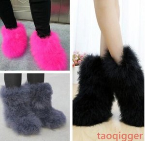 ostrich fur boots