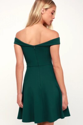 forest green skater dress Lovely Forest Green Dress - Backless Dress - Skater Dress - Velvet Dress -  $49.00