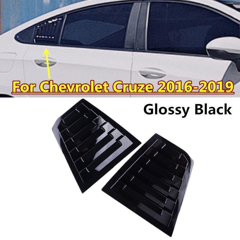 Glossy Black Side Vent Window Scoop Louvers For 2016-2019 Chevy Cruze 2-Piece Set