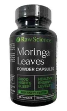 Raw Science Moringa Leaves Powder Capsules - Energy Support - 60 caps -Exp 05/26