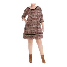 NWT Chris McLaughlin Plus Size Copro Puff Pocket Cozy Dress in Red Size 20W