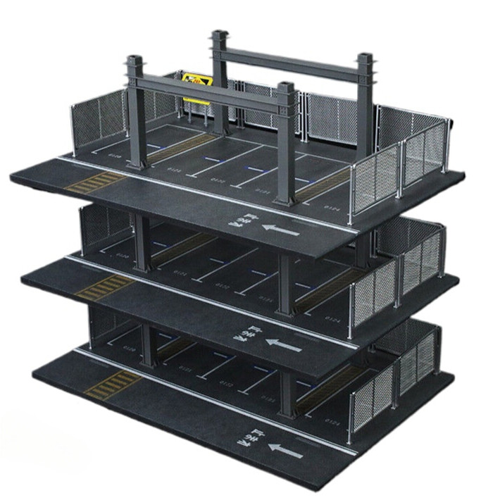 Diorama 1/64 Car Garage Model 3-Storey Parking Lot Scene Display Model Gift Toy