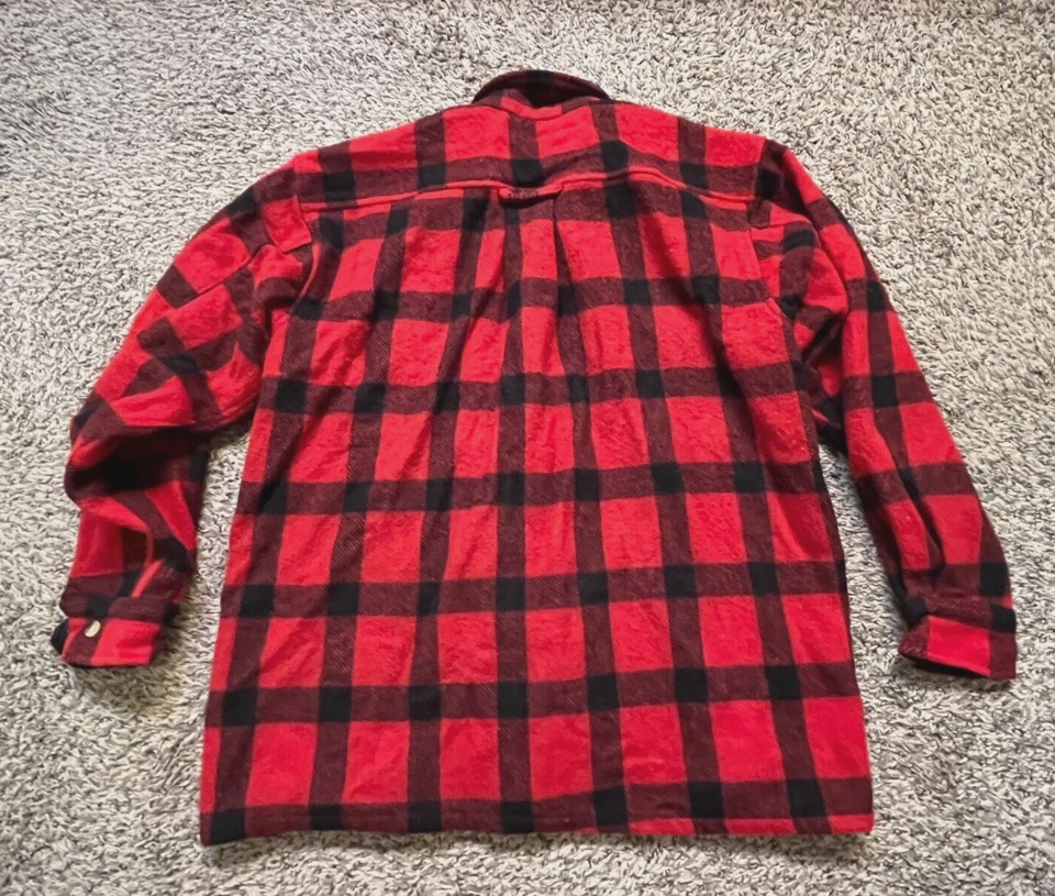 Vintage Gander Mountain Blanket Wool Logger Shirt Mens Large L Red Plaid - Image 2 of 3