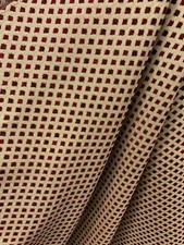 BURGUNDY BEIGE DIAMOND CHENILLE UPHOLSTERY BROCADE FABRIC 56 in. Sold BTY