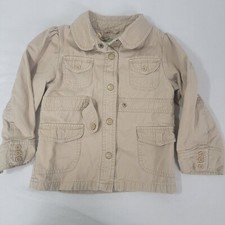 Osh Kosh B'Gosh Girl's Khaki Beige Jacket Snap Down Size 3T 3 Toddler Pockets