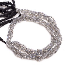 2.5 mm Natural Coated Labradorite Faceted Round Rondelle Beads 33 cm Strand