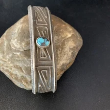 Native Bisbee Navajo Sterling Silver Blue Turquoise Hair Barrette 4" 13731