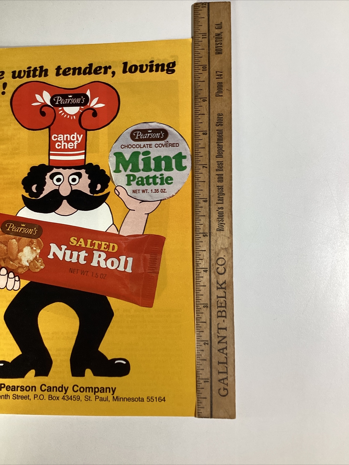 Pearson Candy Print Ad Original Vintage 1981 Rare VHTF St Paul MN Nut Roll Chef