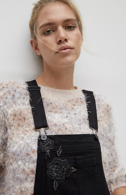 Anthropologie Driftwood Olivia Embroidered Overalls Black Denim  display picture 1