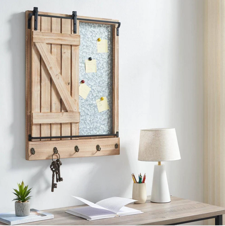 Barn Door Combo Board Memo Board with Hooks - Image 4 of 4