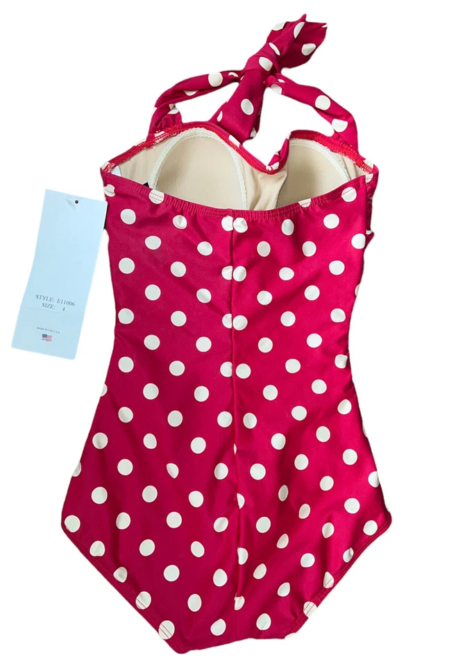 NUEVO TRAJE DE BAÑO ESTHER WILLIAMS ESTILO AÑOS 50 PIN UP ROJO LUNARES FRUNCIDO 4 Foto 2 de 4