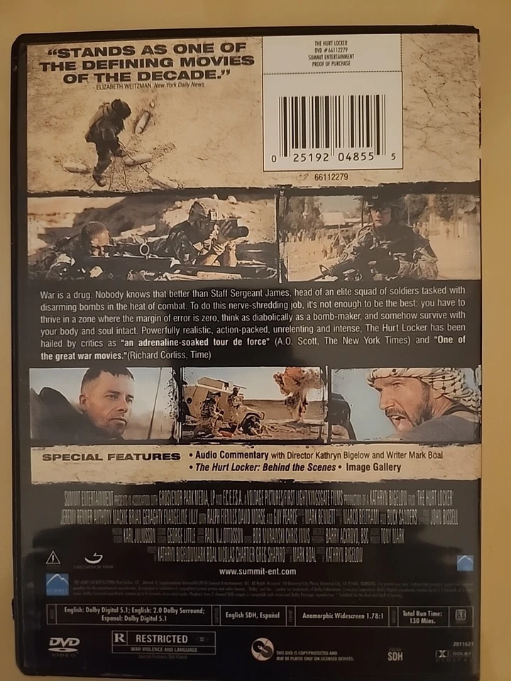 The Hurt Locker (DVD 2009) War Combat Bomb Jeremy Renner Anthony Mackie Bigelow - Image 2 of 2