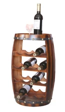 New Vintiquewise Wooden Barrel Shaped 14 Bottle Wine Rack, QI003283