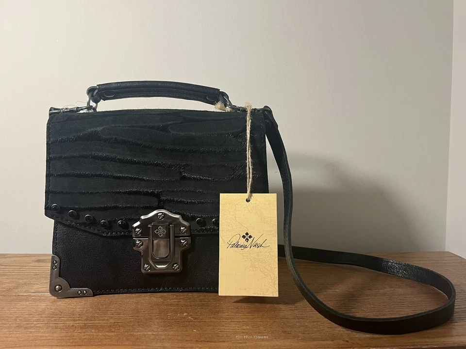 7/323 NWT Patricia Nash Zebra Stripe Collection Black Leather and Calf Hair