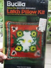 Vtg "PEKING" Bucilla Latch Hook Pillow Kit 60's Rug In Box Craft Sealed 15x15