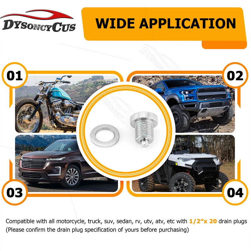 2 PIEZAS para Harley Street Glide FLHX 2006-2021 tapón magnético de drenaje de aceite 1/2"-20 Foto 4 de 4