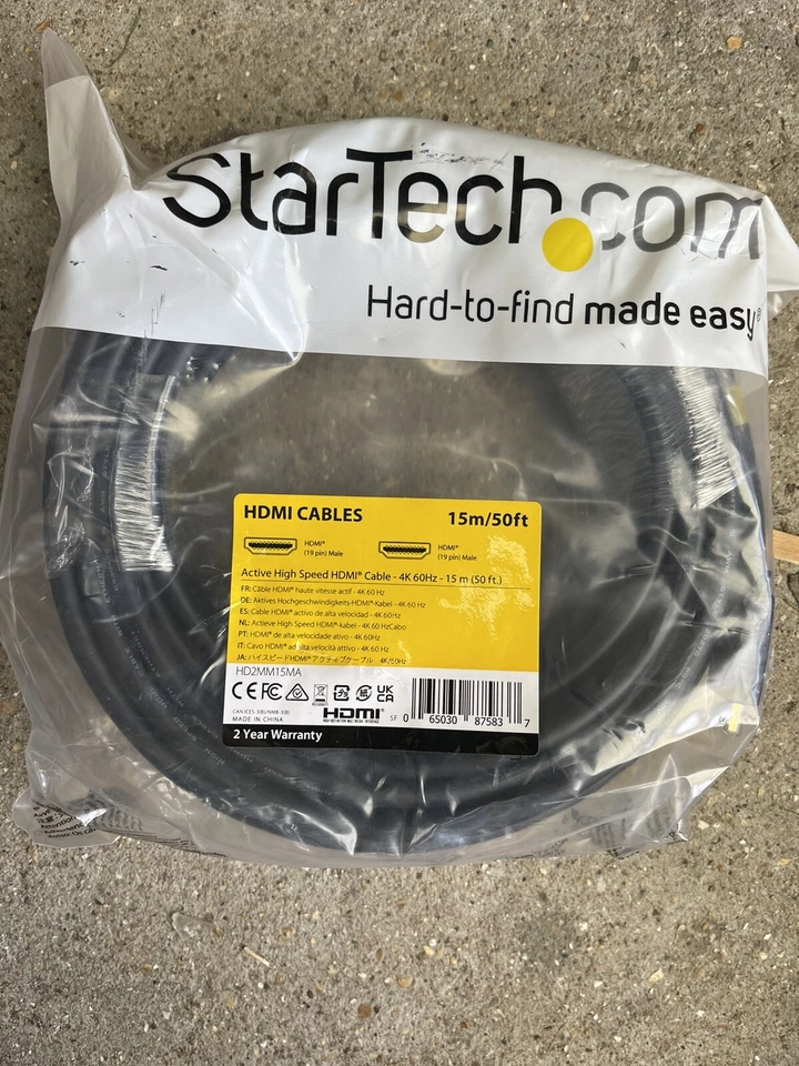 15m HDMI Cable - Active High Speed 4K 60Hz - (50 ft) StarTech HD2MM15MA - Image 3 of 3