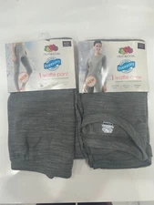 NWT Fruit Of The Loom Women's Gray Thermal Waffle Crew And Pant Set Sz Sm 4-6