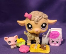 Authentic Littlest Pet Shop 2101 Lamb Sheep Gray Cream Pink Bow Purple Dot Eyes
