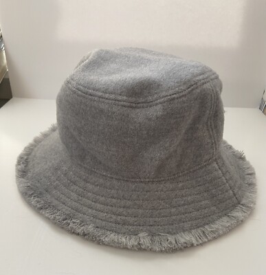 Hat Attack Frayed Edge Bucket Hat In Light Grey- HEHB112- NWT