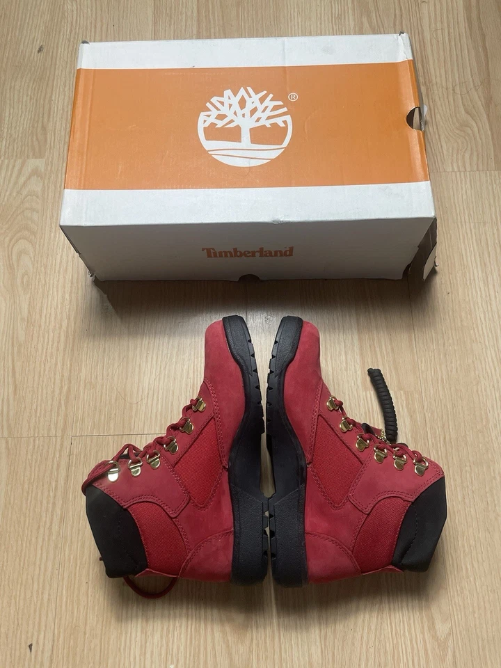 Timberland Rojo 6 pulgadas Botas de Campo Nubuck 5 Juveniles NUEVAS En Caja Foto 3 de 4