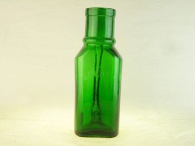 43572 alte Vintage antike Glasflasche Einlegeglas Konserve Bourdin Paris grün