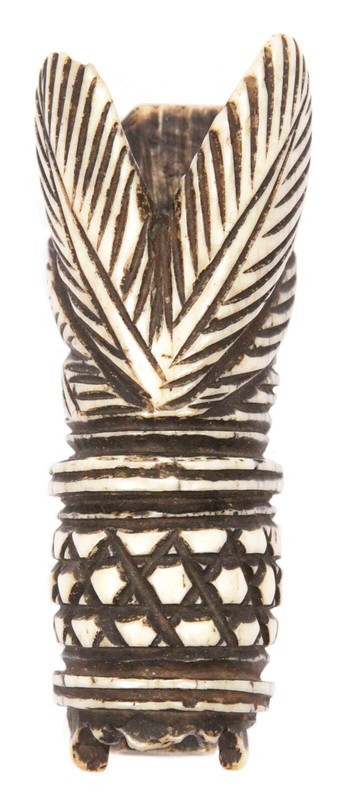 Antique Japanese Deer Stag Antler Netsuke Sago Palm Folk Art Mingei Japan Inro