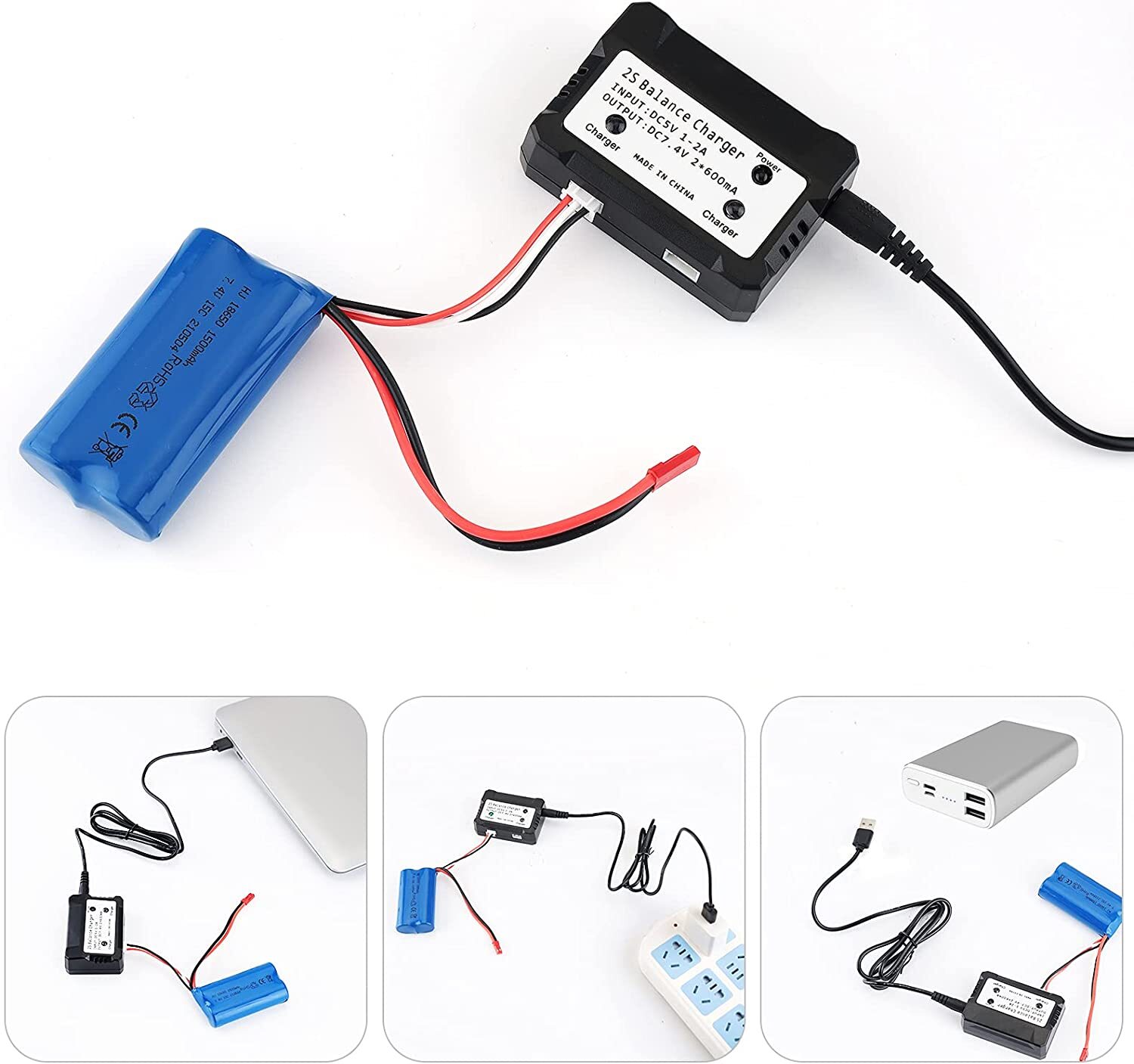 7.4V 1500mAh Rechargeable Li-ion Battery Universal JST Plug for RC Car Boat USA