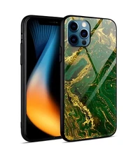 IPhone 13 Apple Case 6.1 Inch Tempered Glass Protection Slim Marble Green Gold